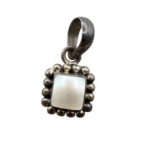 Silpada Sterling 925 Mother Of Pearl MOP Pendant Charm Beaded Edge
